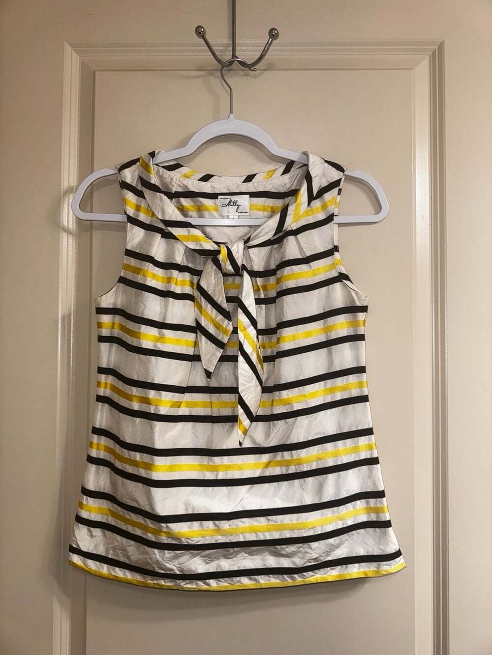 Milly of New York 100% silk striped bow tie blouse 🎀✨ size 2